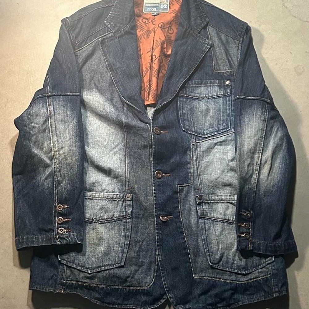 Y2K Men’s Vintage Distressed Denim Blazer